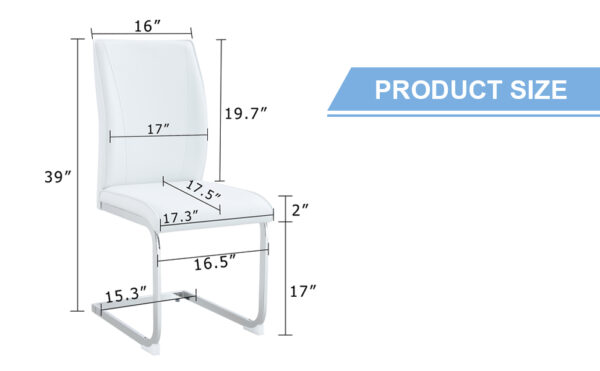 43984e3e08874219a3f1cfcd2fef742a_35ef56474e71e3d86f03fe97ebd60049 Luxury Simple Arch Chair - Set of 4 White PU Material High Resilience Dining Chair with Arched Metal Silver Leg.