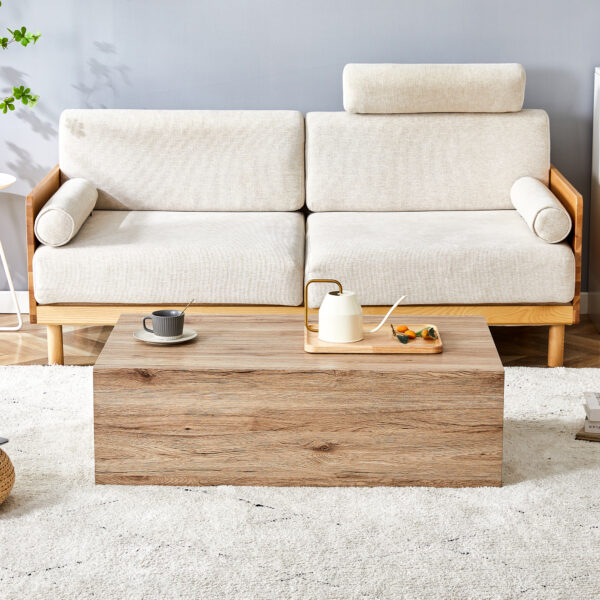 43af1c63365544c4b230bec64cb4b4c8_f792441c5a8388de4fb1866e305d0af0 Light Wood Texture MDF Coffee Table - Simple Modern Style.Modern MDF coffee table with wood texture pattern -39.3x23.6x11.8 inches - stylish and durable design.
