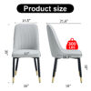 Modern dining chairs are equipped with light gray PU artificial leather backrest cushions and black metal legs, suitable for restaurants,kitchens,and bedrooms.Set of 4pieces (light gray+PU)W1151118943
