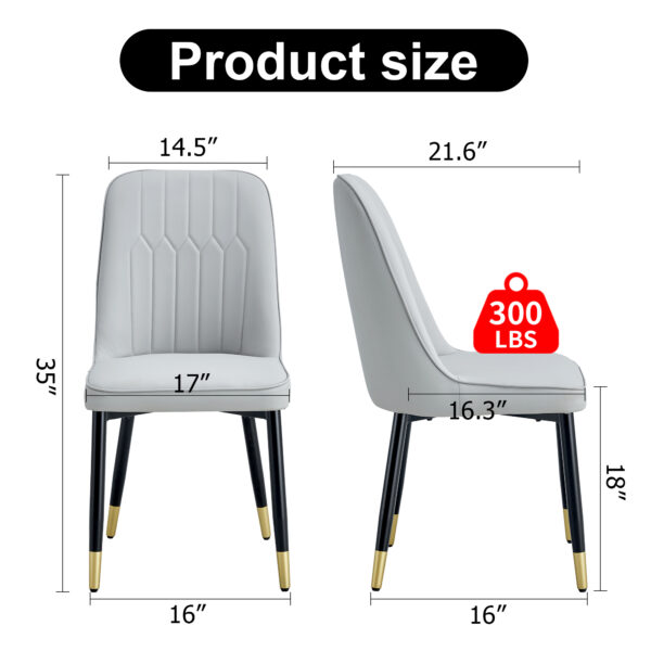 43b40d3bf3834d4492c06208adb167c8_20230926_a39e44d8f4865c6b0b5b0431014728b6 Modern dining chairs are equipped with light gray PU artificial leather backrest cushions and black metal legs, suitable for restaurants,kitchens,and bedrooms.Set of 4pieces (light gray+PU)W1151118943