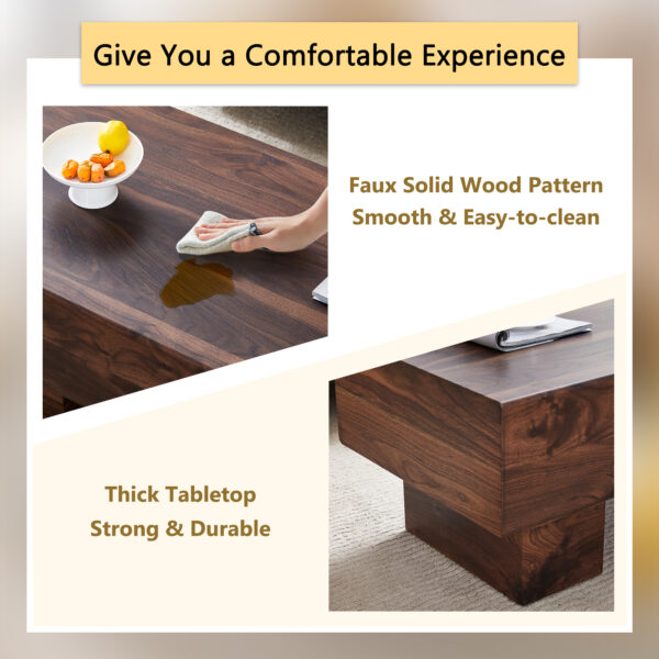 43b8d828f55041fb8b1f3aa8e66e1e73_280e62940cbb583847788cdd9b398340 Modern Simple Walnut Colored Texture Sticker MDF Coffee Table - 43.3"x21.6"x17.2" Practical Model.Making it an ideal addition to any living room or apartment.