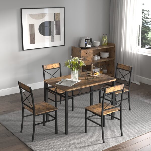 43c72257afc947fe9aa7c7b966bc617c_8cd3895c87cad6c1201ddc8f6c029bde Dining Table Set for 4, Wood Kitchen Table with Chairs Dinning Table Set for Kitchen & Dining Room, Compact Dining Set for Small Spaces, Rustic Brown