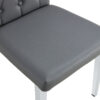 2 piece set of gray armless dining chairs brings a touch of elegance and mystery to the dining area with its deep gray tone,The grid and buckle design of the back add a vintage yet fashionable touch
