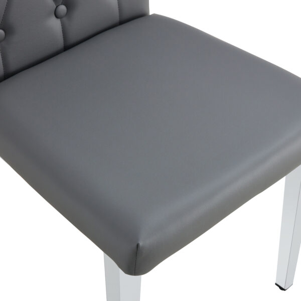 43d26bd34b374f4aab0059bfdc66e070_adb6a962cb9f04fb70b9fb37a2619fcf 2 piece set of gray armless dining chairs brings a touch of elegance and mystery to the dining area with its deep gray tone,The grid and buckle design of the back add a vintage yet fashionable touch