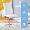 Set of 4 dining chairs, white dining chair set, PU material high backrest seats and sturdy leg chairs, suitable for restaurants, kitchens, living rooms