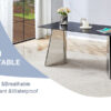 63"x31.5x30" Black Marble-Patterned Slab Dining Table with Stainless Steel Butterfly Legs.The tabletop is designed to be scratch and heat resistant.Slabs Tabletop,Stainless Steels Legs.