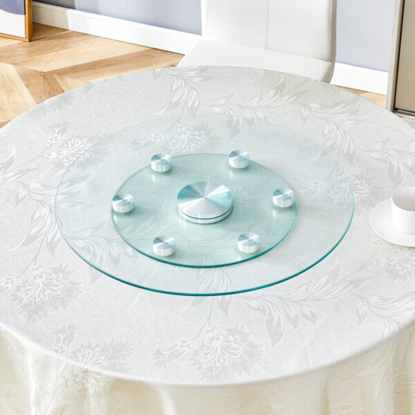 43fb90d0ad8043619e8b52784098873f_3abfa16c69e2dae466303153f93b245f Double layer rotatable round glass.The rotatable design makes it more convenient to retrieve and place items.The upper glass has a diameter of 24 inches, while the lower glass15 inches.