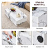 Modern MDF Coffee Table with Marble Pattern - 39.37x23.62x11.81 inches - Stylish and Durable Design W1151119518