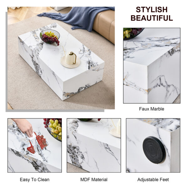 443bab1727ea44c7b95394bf5c267634_20230822_83c0a168ee7424a1c704e4c4715b494f Modern MDF Coffee Table with Marble Pattern - 39.37x23.62x11.81 inches - Stylish and Durable Design W1151119518