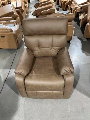Power Swivel Rocker Recliner Chair, Oversized Recliner Chairs for Adults, Tech Cloth Overstuffed Reclining Chair with USB and Type-C Ports for Living Room, Brown