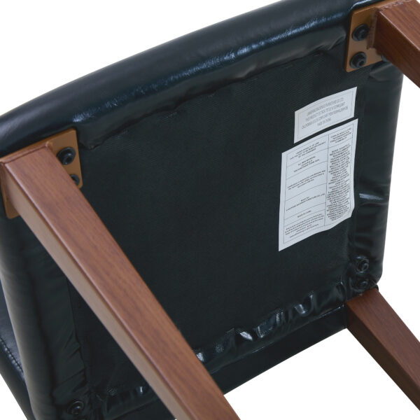 447560e0d9a548cd871f28e8f0301ae4_8e90d91a323e8abfaa0f8dc602fdfaf1 Table and chair set.79"x31.5" Inch Tempered Glass Tabletop With X-shaped Black Metal Table Legs,Wood Grain Textured MDF Crossbeam.Paired With 10 Black PU Dining Chairs with Walnut Color Metal Leg.