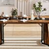 Rustic Brown 70.9" Rectangular Dining Table: Seats 8, Waterproof & Adjustable – Deluxe Family Table by Nestory