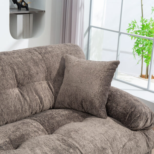 Two-seat Sectional Sofa Modular Deep Seat Sofa Couch Chenille Sofa Sleeper Comfy Upholstered Furniture for Living Room Apartment Studio Office-Gray