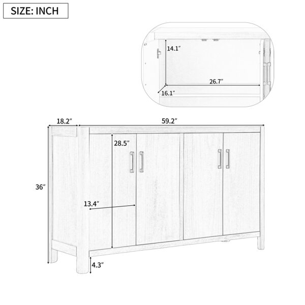 Mirod Farmhouse Style 4-Door Cabinet with Natural Finish, A Rustic Accent for Entryways or Small Spaces