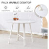 Table and chair set, MDF desktop, white metal table legs, stable and beautiful, suitable for most styles of home. Modern simple dining table, comfortable seating.