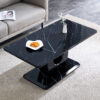 Modern minimalist black MDF pattern sticker pattern MDF rectangular coffee table. Add a peaceful and comfortable atmosphere to your home. MDF coffee table, black MDF pattern sticker, side table.