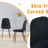 Luxury Simple Chair - Set of 4 BLACK Linen-Cotton Material High Resilience Dining Chair with Metal Walnut Color Leg.Integral metal leg architecture,Suitable for various interior decoration styles.