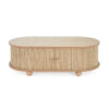 MDF ELEGANT LONG OVAL STORAGE SIDE TABLE WITH RETRO CHARM, NATURAL COLOR