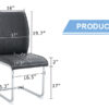 Luxury Simple Arch Chair - Set of 8 Dark Gray PU Material High Resilience Dining Chair with Arched Metal Silver Leg.Crazy Horse Texture PU Dining Chairs.