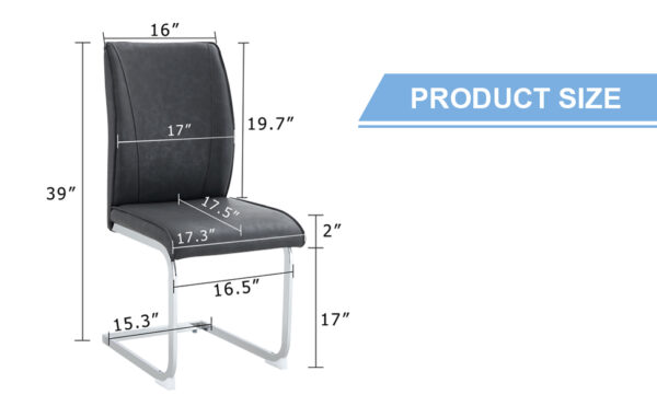 4559bd4da9c54d9883c29b3dd5d49df8_3e4913c10ed7cf2d131e436067d7f600 Luxury Simple Arch Chair - Set of 8 Dark Gray PU Material High Resilience Dining Chair with Arched Metal Silver Leg.Crazy Horse Texture PU Dining Chairs.