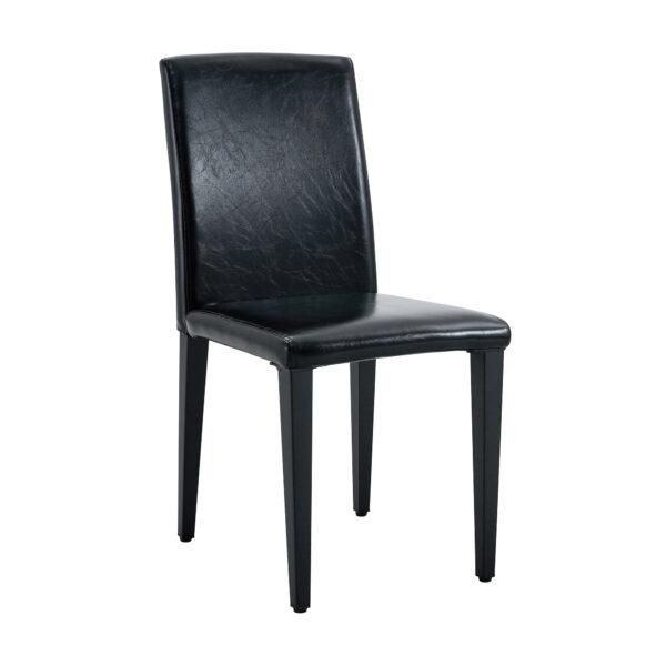 455d6e6a9212409fbd9b38c495aefb5e_b20a3140d736efca348ad38bdb03330b Four black PU dining chairs, simple and versatile, comfortable and accompanied. The exquisite and multifunctional dining chair has opened up a comfortable new experience. (4-piece set)