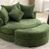 Orisfur. 360° Swivel Accent Barrel Chair with Storage Ottoman & 4 Pillows, Modern Chenille Leisure Chair Round Accent for Living Room, Green