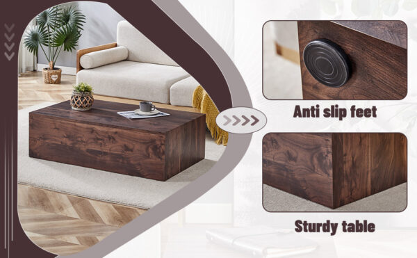 45924ad6182a4f4383e9846fc12136c0_4acf0c7b9b1be7dff5c719b29da0e362 39.3*23.6*12 Inch Walnut Wood Grain MDF Coffee Table - Luxurious Design, Perfect Living Room Accent.Fashion texture design coffee table, suitable for various situations and scenes.