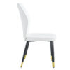 4 modern dining chairs with stylish PU patterned backrest and black metal legs for a comfortable home experience in the kitchen, bedroom and office.