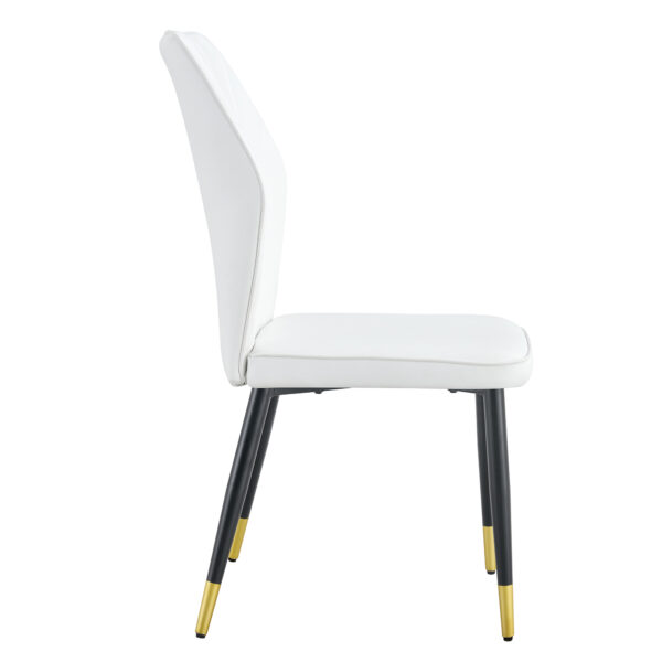 459d4d88d7f14d139f40e36b6e6bc6d4_bb4a2b1bc161fccf980d65ae1ff73cea 4 modern dining chairs with stylish PU patterned backrest and black metal legs for a comfortable home experience in the kitchen, bedroom and office.
