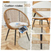 Modern 3-Piece Set: 17.7" Anti-Spill Round Coffee Table + 2 Rattan Swivel Chairs, Outdoor Patio Furniture for Tea Time.Suitable for Various Outdoor Venues.3-piece Set Packaged As A Single Package.