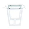 Glass Dining Table Large Modern Minimalist Rectangular for 6-8 with 0.4" Tempered Glass Tabletop and white MDF Trapezoid Bracket,For Kitchen Dining Living Meeting Room Banquet Hall F-1550