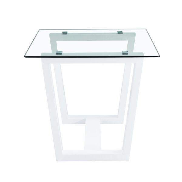 Glass Dining Table Large Modern Minimalist Rectangular for 6-8 with 0.4" Tempered Glass Tabletop and white MDF Trapezoid Bracket,For Kitchen Dining Living Meeting Room Banquet Hall F-1550