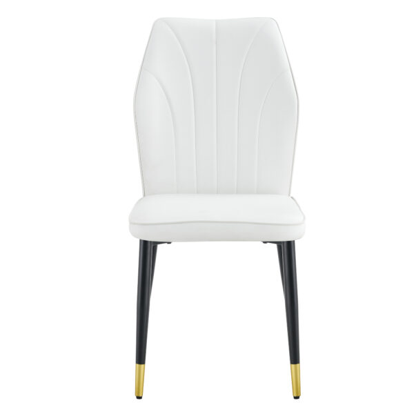 45d6e65dbc9549f7bb2dc8b73cbc8e1f_4ae8f15c25eb65819ea438d061bd64e8 4 modern dining chairs with stylish PU patterned backrest and black metal legs for a comfortable home experience in the kitchen, bedroom and office.