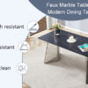 63"x31.5x30" Black Marble-Patterned Slab Dining Table with Stainless Steel Butterfly Legs.The tabletop is designed to be scratch and heat resistant.Slabs Tabletop,Stainless Steels Legs.