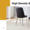 2 modern dining chairs, smooth PU leather backrest and silver-toned metal legs for a comfortable home experience for kitchens, bedrooms and offices.