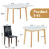 Table and chair set. White Sintered Stone Tabletop, Rubberwood Legs,Foldable Computer Desk, Foldable Desk.Paried With 4 Black PU Dining Chairs with Walnut Color Metal Leg.