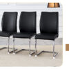 Table and chair set.Hourglass-Shaped Stable Small Round Table -31.9" * 31.9" With 4 Soft and Comfortable Black PU Chair With Arched Metal Silver Leg.Create Your Exclusive Low-Key Luxury Space.