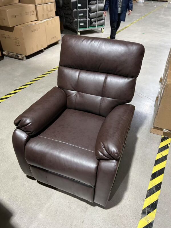 Electric Power Swivel Recliner Chair - Oversized PU Leather Massage Recliner with USB/Type-C Charging, 360° Rotation & Rocking Function, Living Room Reclining Sofa ,Dark Brown