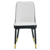 Modern Two-Tone PU Dining Chairs - White and Black spliced chairs With Gold Decorated Legs.White and Black spliced,Black Metal Legs,Set of 4 chairs.