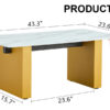 Modern minimalist  Tempered glass with sticker desktop coffee table and dining table, paired with golden MDF decorative columns. Computer desk. Game table. CT-1546