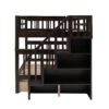 Stairway Full-Over-Full Bunk Bed with Drawer, Storage and Guard Rail for Bedroom, Espresso color