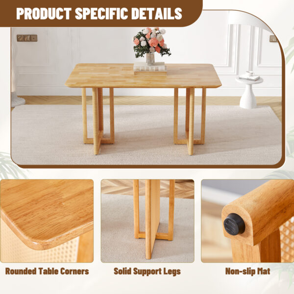 469e2e6ff28949ce95b1733d69673c90_57ad6c6ff869a94f1f31a1e3de05063f Chinese country retro solid wood dining table, simple modern imitation rattan dining table, wooden dining table.Suitable for dining room, living room, office.Natural Style Solid Wood Dining Table.
