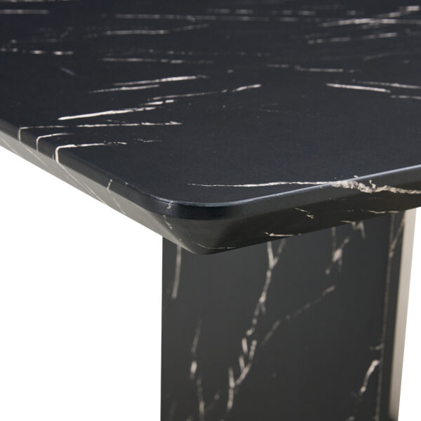 This modern dining table with MDF marbled design gives you a luxurious and elegant feel, adding a touch of elegance whether it is a family dinner or entertaining guests.