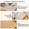 Modern simple rectangle double-layer solid wood Glass desktop tea table rattan woven Chinese side table small rectangle table suitable for living room, dining room and bedroom