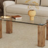 Glass-Top Coffee Table,tea table, with MDF Legs - Stylish Blend of Elegance and Durability 44.9"*21.7"*16.9"