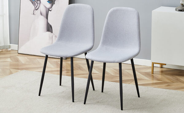 47897ca8c46f47b68f88a28d9859560b_dd1cfa79f12c9420b182ea3228bfd13d Comfortable Linen-Cotton Dining Chair Set - Four Pieces in Light Gray.Integrated Seat and Backrest,Linen-Cotton Material,Modern Home Matching.