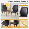 4 modern dining chairs with stylish PU patterned backrest and black metal legs for a comfortable home experience in the kitchen, bedroom and office.