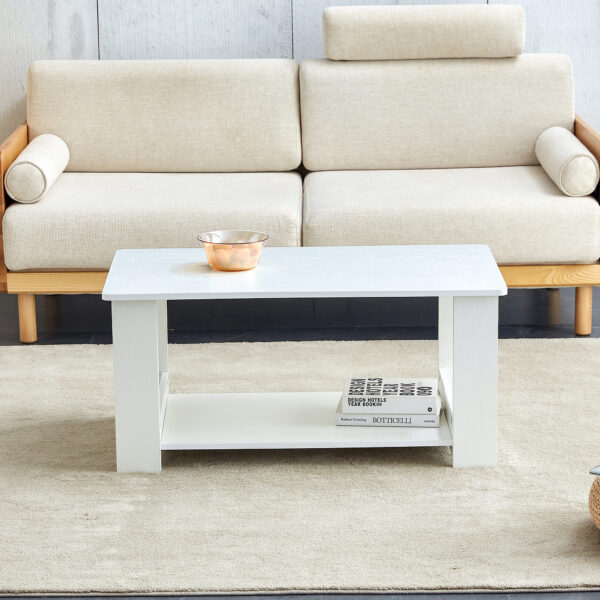 478b5034adce49caa957b8183d2e110b_e22f4c73d5c917dd7fa8777730269e36 A modern and practical white coffee table. The double layered coffee table is made of MDF material,. Suitable for living room, bedroom, and study. CT-16