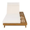LOUNGE CHAISE SET WITH HEADREST,SPACE AVAILABLE ON ONE SIDE, ACACIA WOOD WITH WATER-RESISTANT LOUNGE CUSHIONS (CREAM & 3-FOLD & 4 inch) - MATCHING DARK GREY/BEIGE VERSION AVAILABLE