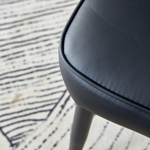 47991bb234e744959a56edf6a4a4a4d0_58771aae9019d9cf374b559e830eaf9d Table and chair set.Modern Black Marble Pattern MDF Dining Set - 55"x31.4"with 4 Black PU chairs with a vertical stripe design on the backrest and black metal legs.Suitable for kitchen,Dining room,etc